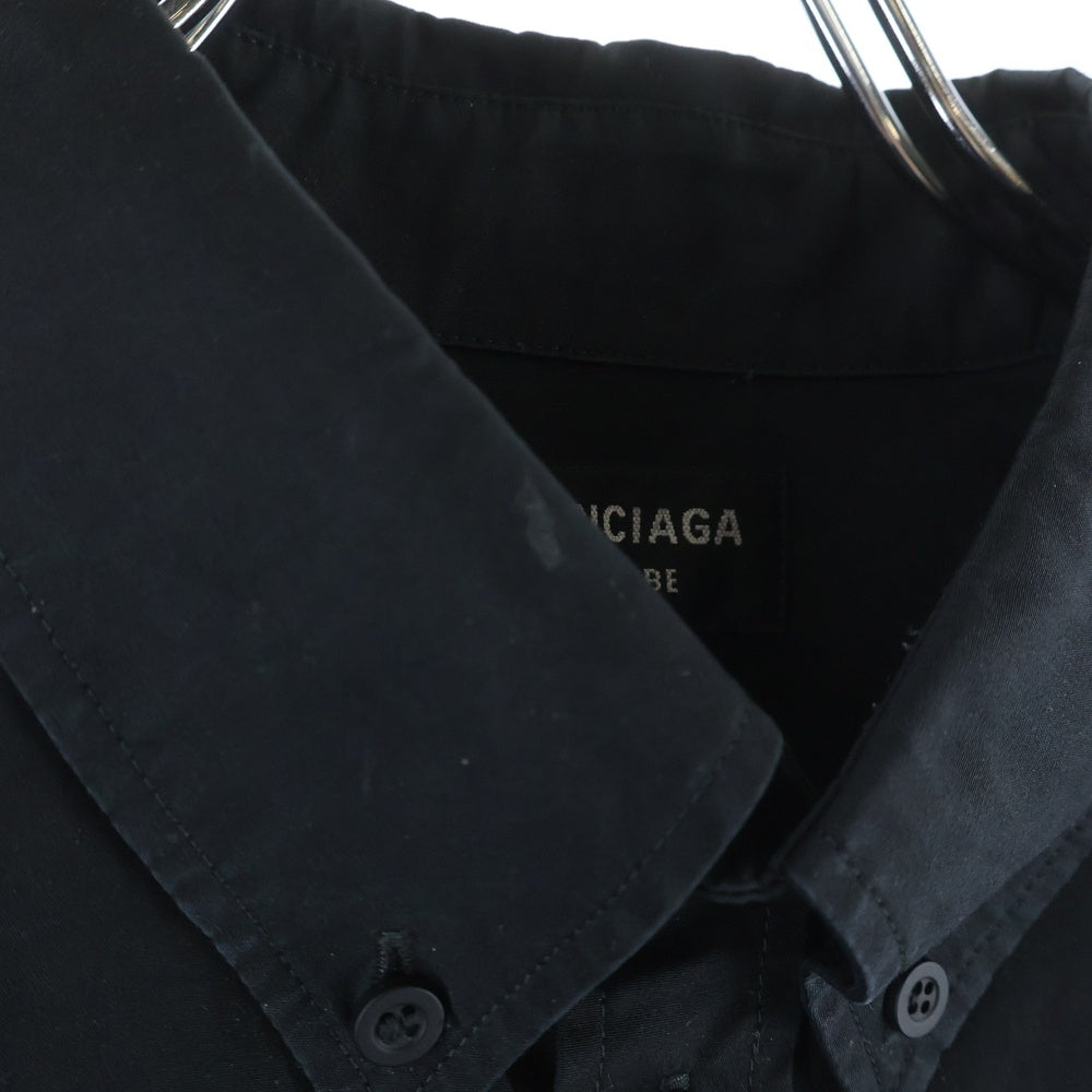 BALENCIAGA(バレンシアガ) 21SS ロゴ刺繍 ラージフィットボタンダウンシャツ 長袖シャツ ブラック KC37 658930 TYB18