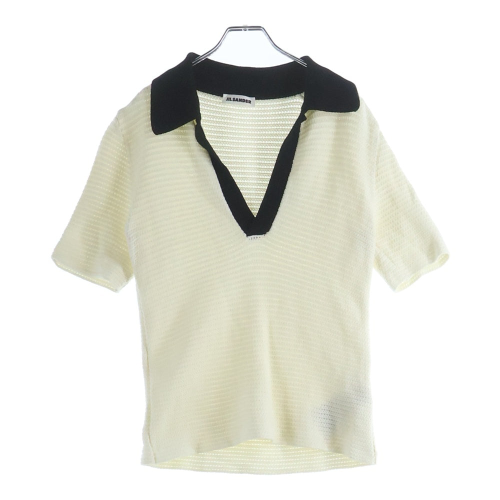 JIL SANDER(ジルサンダー) 25SS Short Sleeve Knit Polo ショート丈 ニット 半袖ポロシャツ ホワイト J22GL0113 J15434 レディース