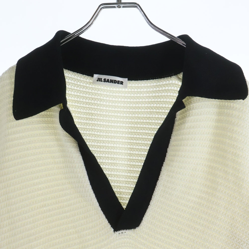 JIL SANDER(ジルサンダー) 25SS Short Sleeve Knit Polo ショート丈 ニット 半袖ポロシャツ ホワイト J22GL0113 J15434 レディース