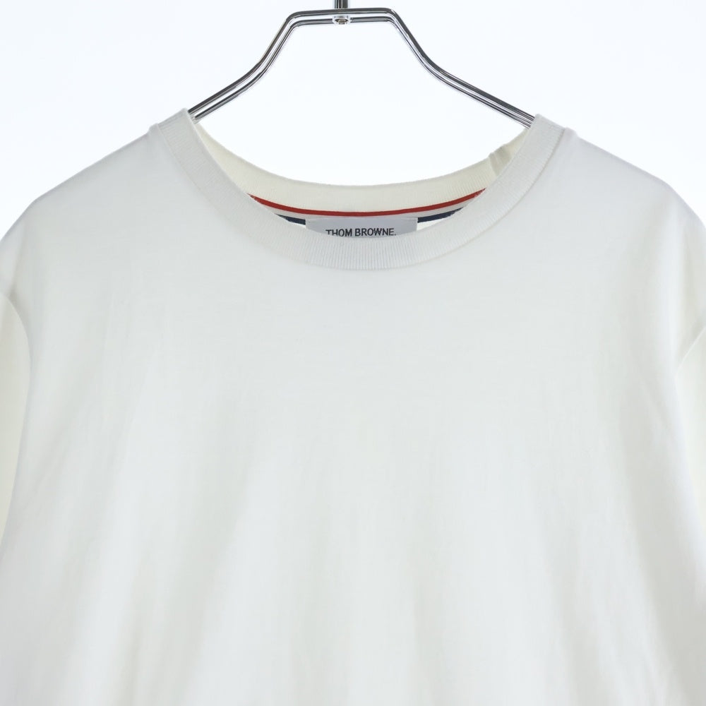 THOM BROWNE(トムブラウン) ジャージー リラックス サイドスリット クルーネック 半袖Tシャツ ホワイト MJS067A-00042-100