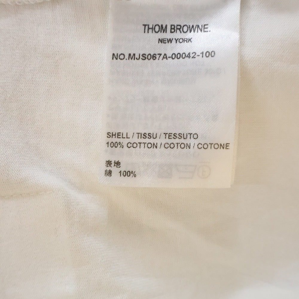 THOM BROWNE(トムブラウン) ジャージー リラックス サイドスリット クルーネック 半袖Tシャツ ホワイト MJS067A-00042-100