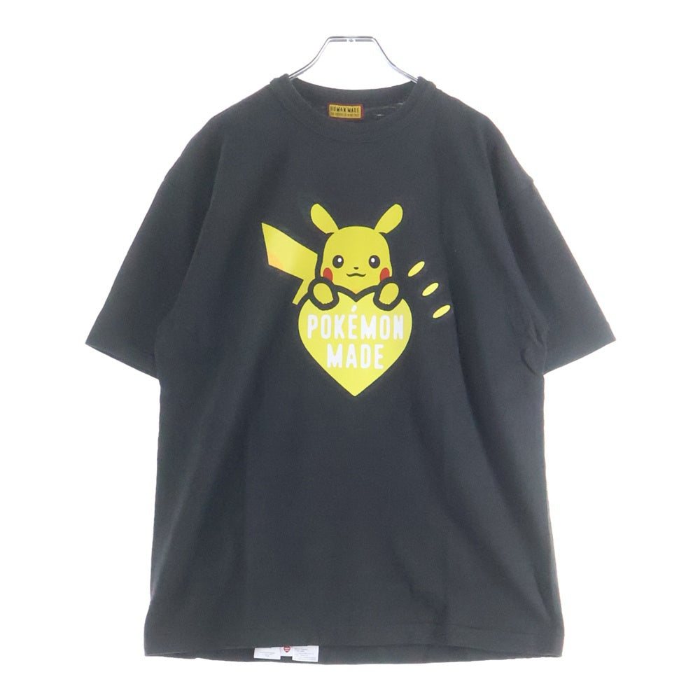 HUMAN MADE(ヒューマンメイド) ×POKEMON ポケモン フロントプリント クルーネック 半袖Tシャツ ブラック