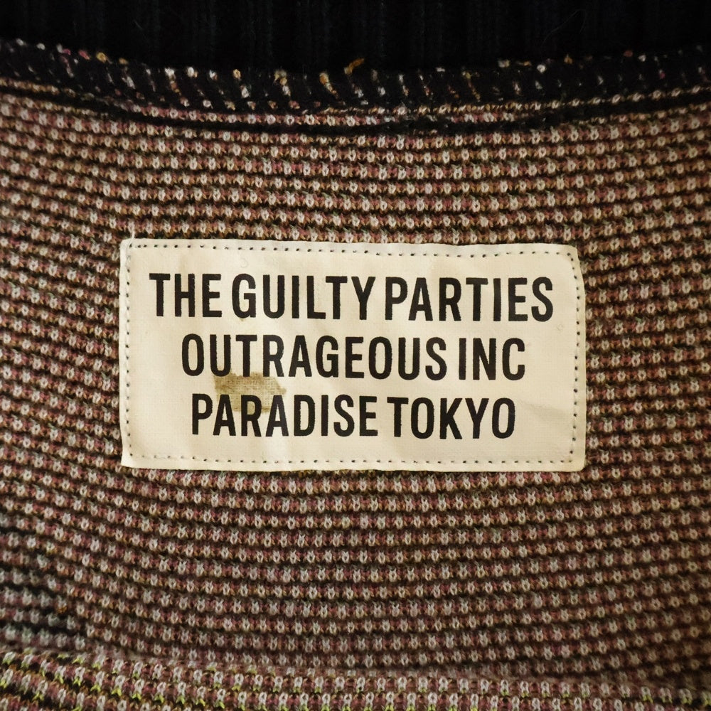 WACKO MARIA(ワコマリア) 24SS ×TIM LEHI JACQUARD SWEATER ティムリーハイ トラ総柄 クルーネック 長袖ニット セーター ブラック