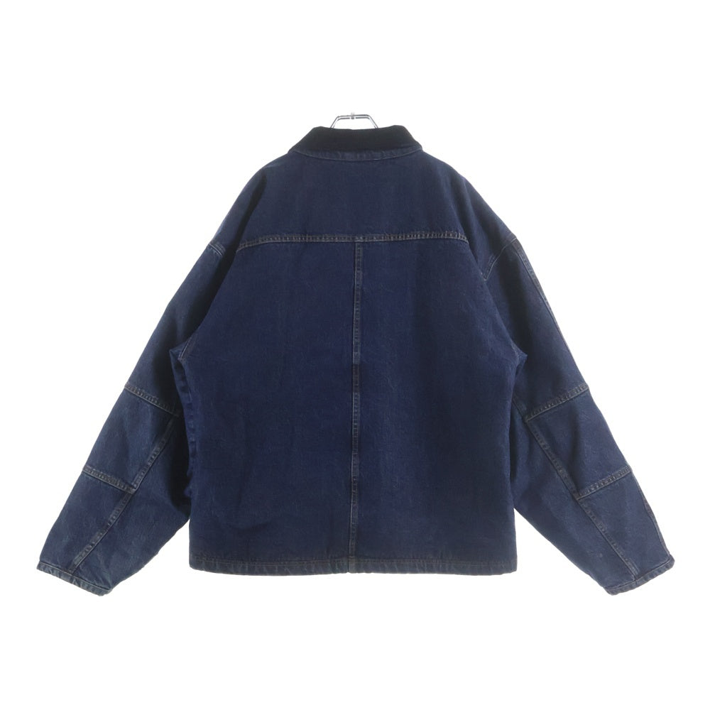 STUSSY(ステューシー) WASHED CANVAS SHOP JACKET ウォッシュドキャンバス ショップ 裏地キルティング デニムカバーオール ジャケット インディゴ