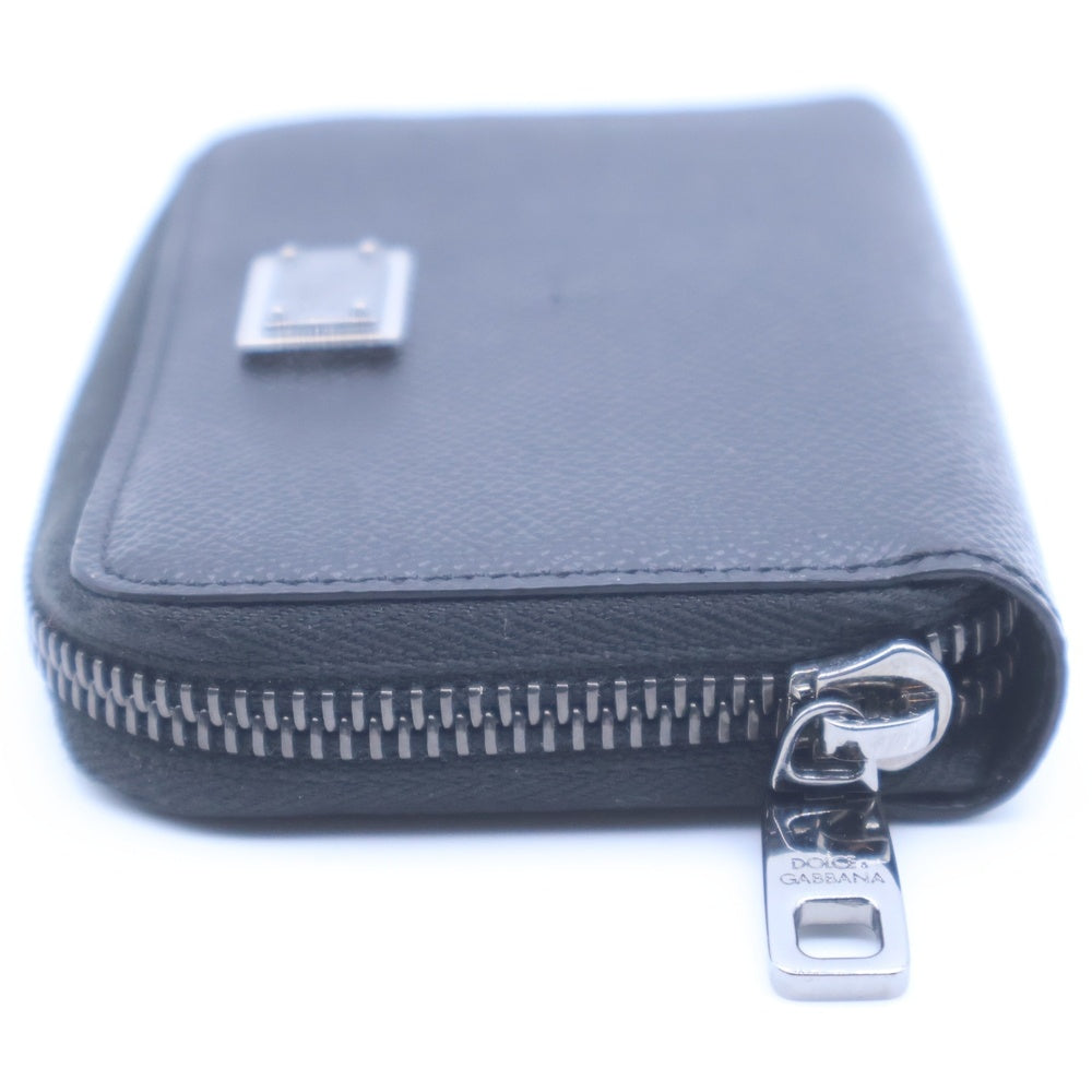 DOLCE & GABBANA(ドルチェアンドガッバーナ) ロゴプレート レザー カードケース ブラック レディース