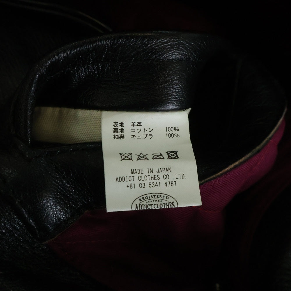 addict clothes(アディクトクローズ) AD-13 CAROLINA JACKET ラムレザージャケット ダブルライダース ブラック