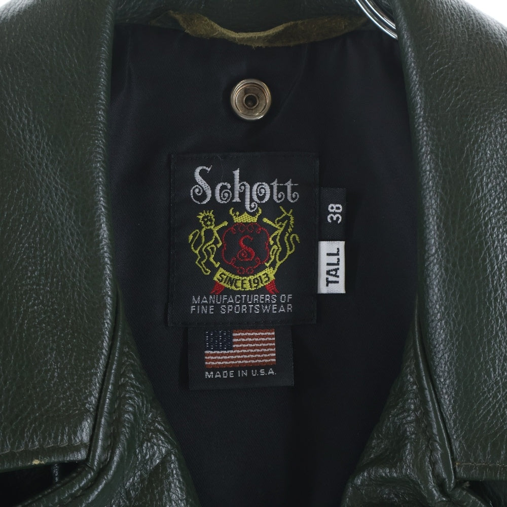 SCHOTT(ショット) 503UST COLORED ONE STAR ワンスター カウレザージャケット ダブルライダース グリーン 7641
