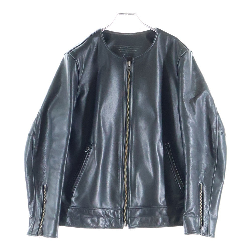 JOHNBULL(ジョンブル) No Coller Raiders Jacket ノーカラー シングルライダースジャケット カウレザー ブラック 83-0162