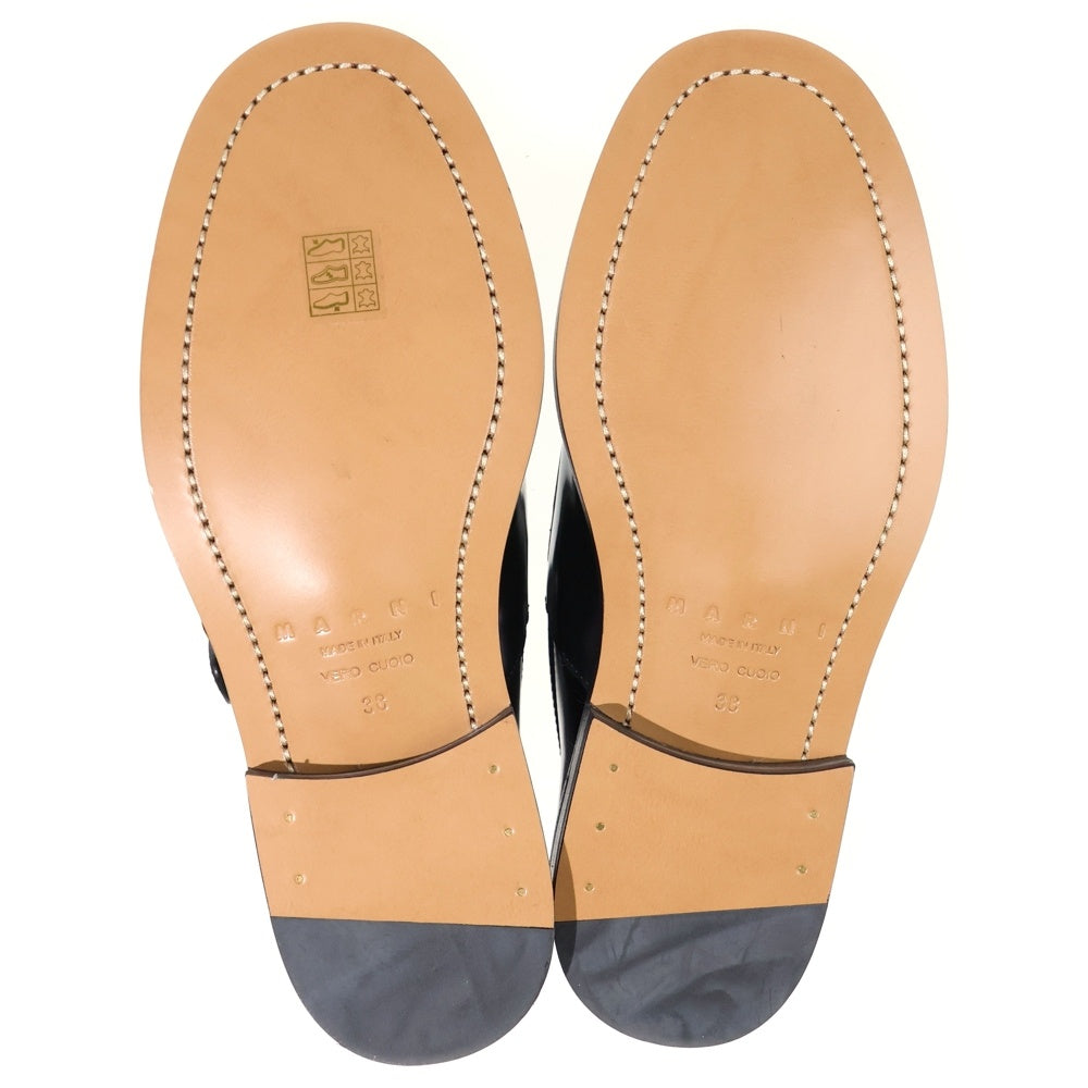 MARNI(マルニ) 25AW MOMS006002 Bambi 3.0 loafer with double buckle ダブルバックル 刺繍入り レザー ローファー レディース