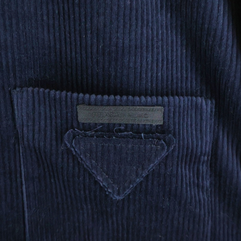 PRADA(プラダ) 三角ロゴ コーデュロイ 長袖シャツジャケット ネイビー SC813M