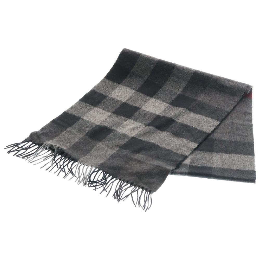 BURBERRY(バーバリー) チェック柄 カシミヤ マフラー ストール グレー/ブラック 8077893/73L