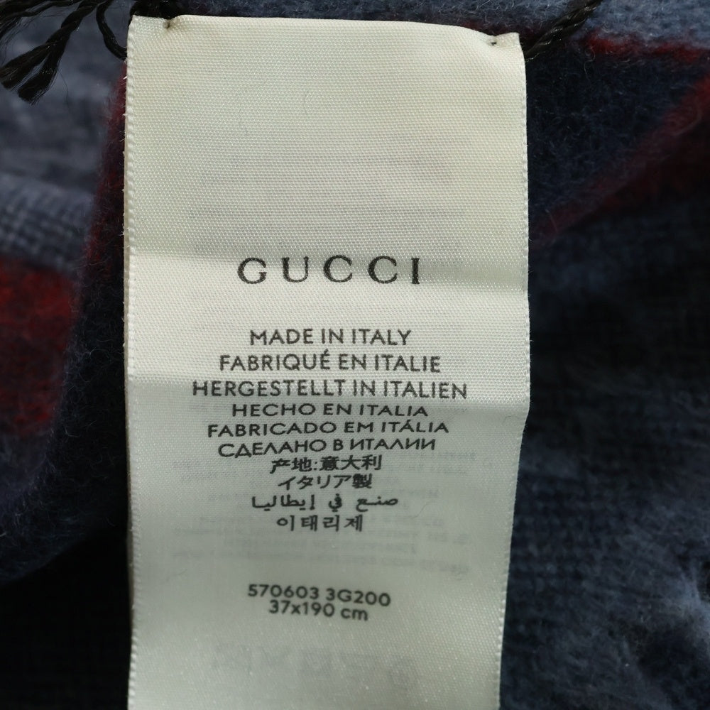 GUCCI(グッチ) GG総柄 ウール マフラー ストール ブルー/レッド 570603 3G200