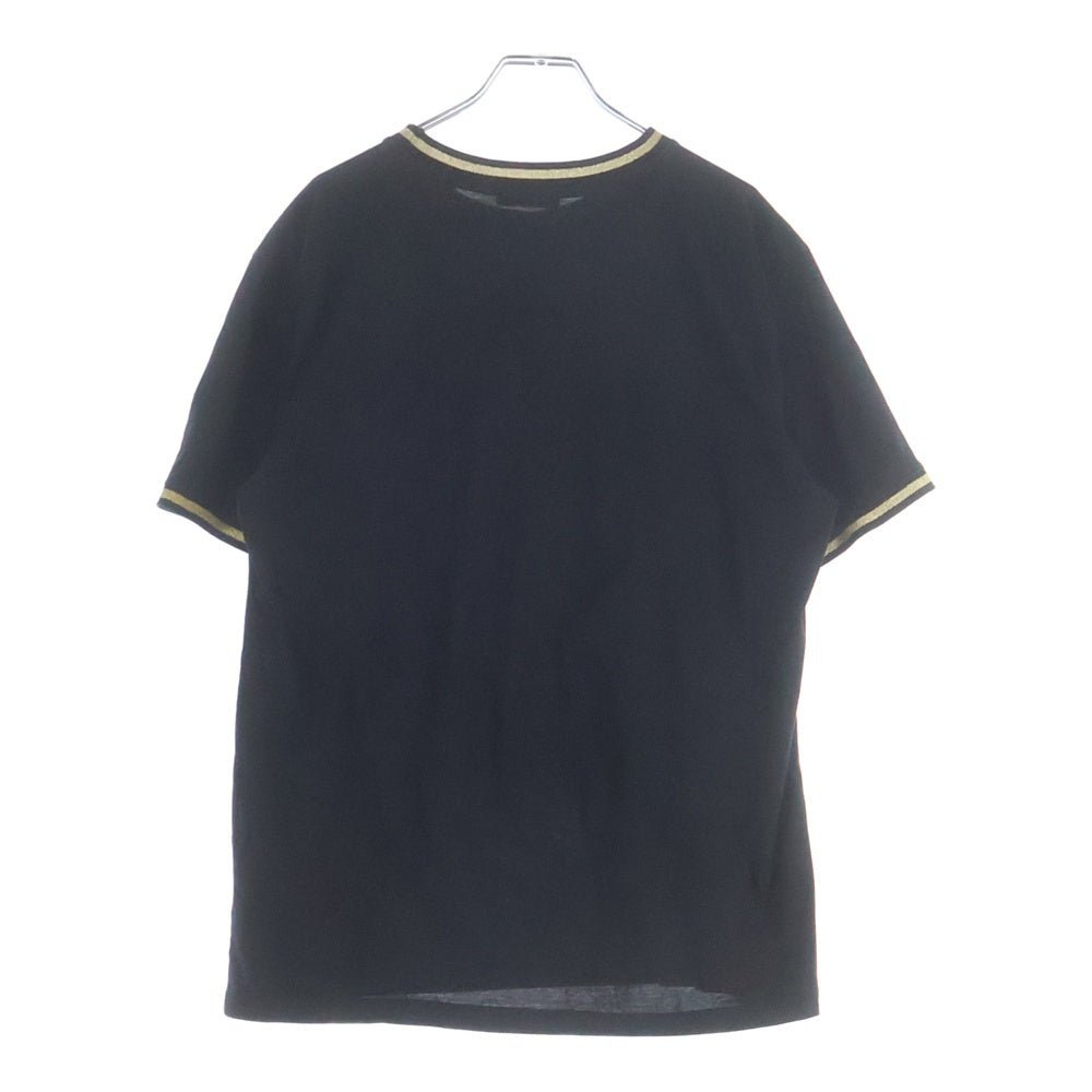 BALMAIN(バルマン) フロントロゴ プリント リブラメライン 半袖 クルーネック Tシャツ ブラック