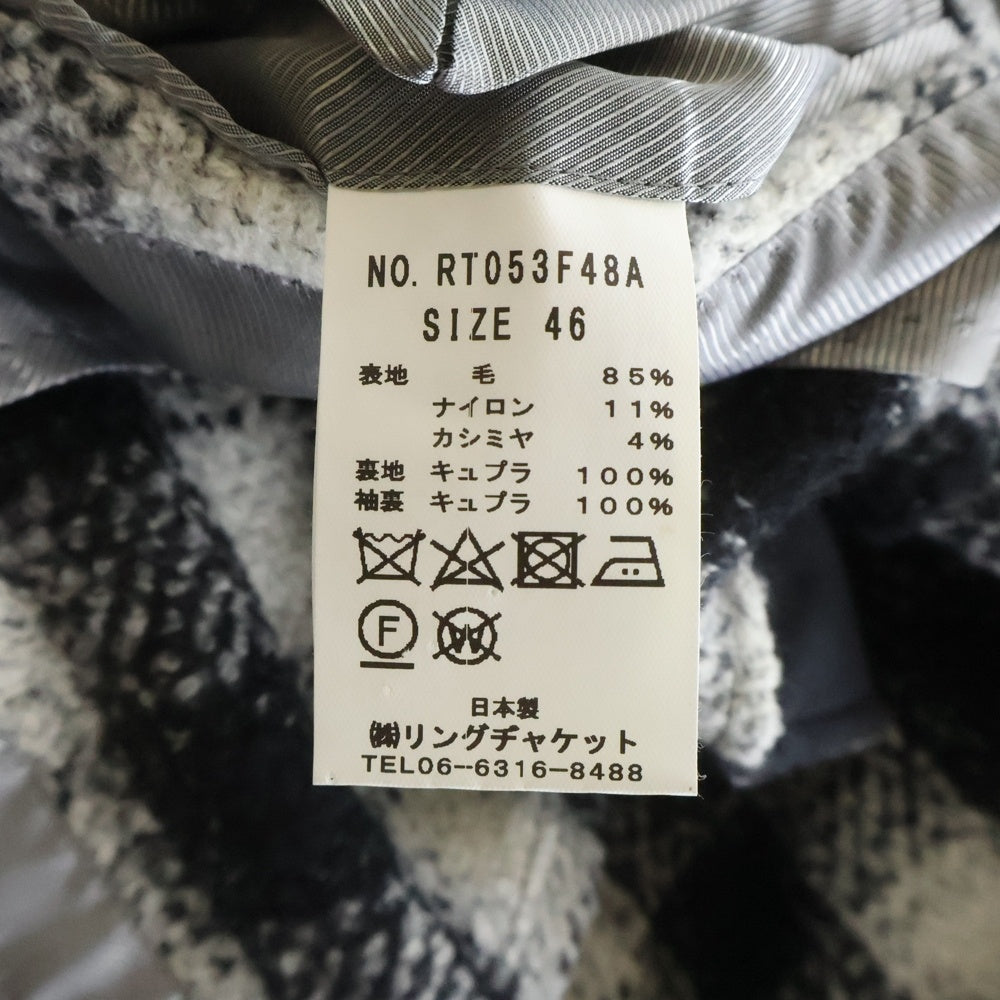 NO BRAND(ノーブランド) RING JACKET MEISTER ウール チェックテーラードジャケット ホワイト/ブラック RT053F48A