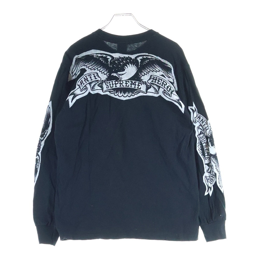 SUPREME(シュプリーム) 25AW ×ANTIHERO Eagle L/S Tee アンタイヒーロー イーグル クルーネック カットソー 長袖Tシャツ ブラック