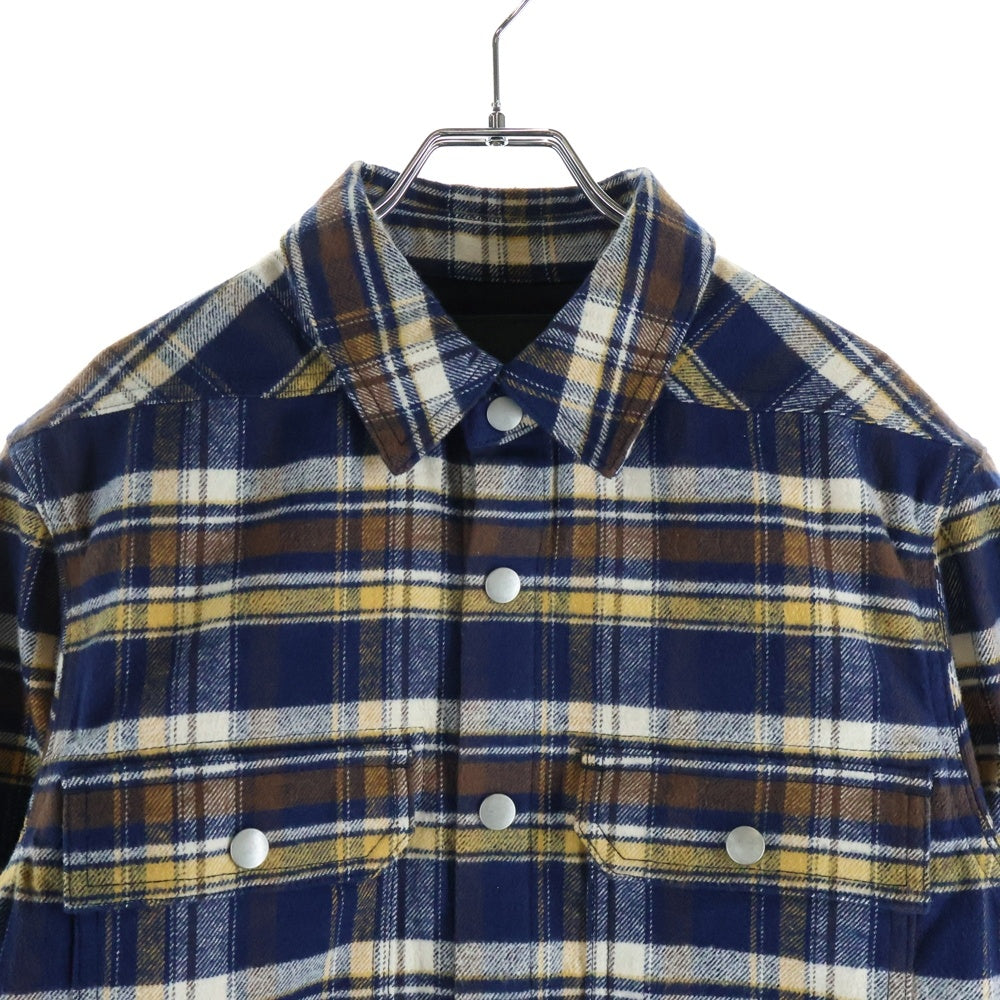 DRKSHDW(ダークシャドウ) 25AW クロップドアウターシャツブルゾン スナップボタン シャツジャケット DL02E2299-CPGJP イエロー/ネイビー