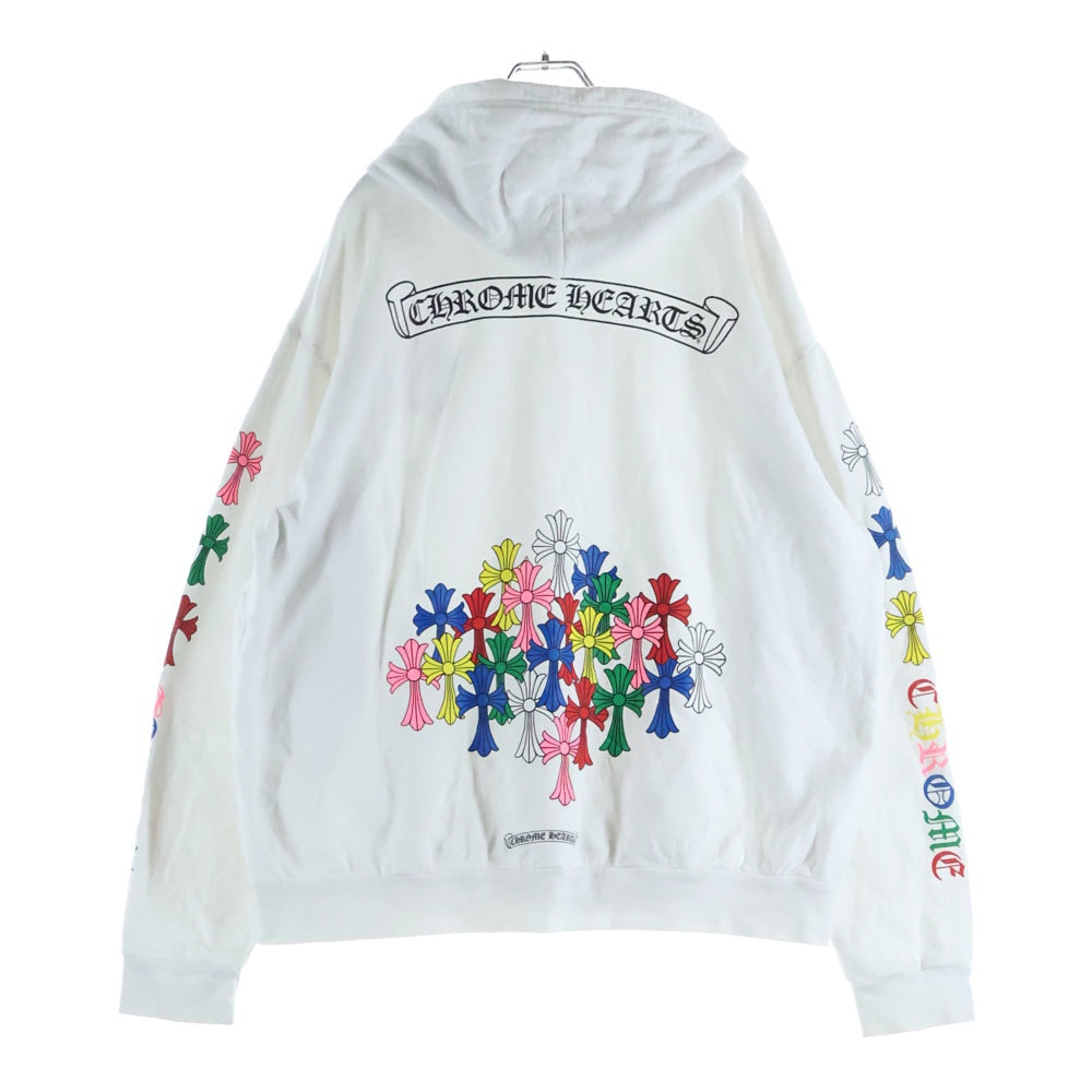 CHROME HEARTS(クロムハーツ) MLTCOL CEM CRS HD PLVR マルチカラーセメタリークロスプリントプルオーバーパーカー フーディ ホワイト