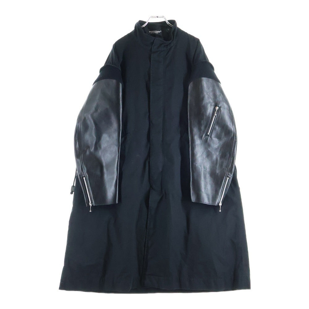 UNDERCOVER(アンダーカバー) 24AW キルティングライニング レザースリーブ コットンモッズコート ブラック UC2D9302