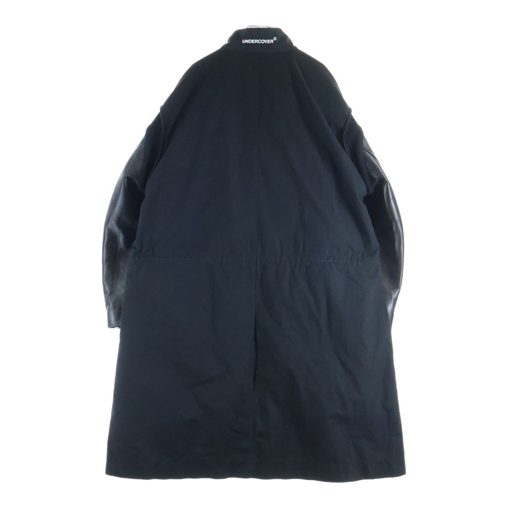 UNDERCOVER(アンダーカバー) 24AW キルティングライニング レザースリーブ コットンモッズコート ブラック UC2D9302