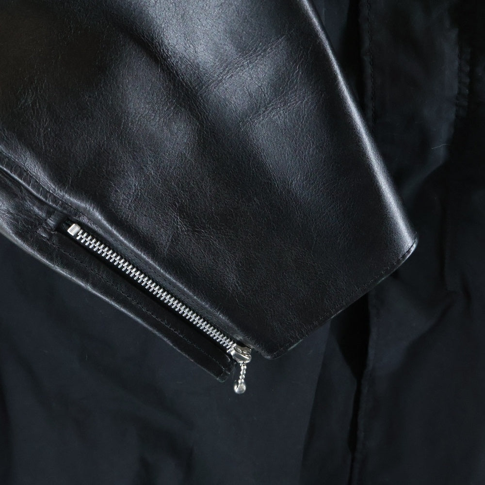 UNDERCOVER(アンダーカバー) 24AW キルティングライニング レザースリーブ コットンモッズコート ブラック UC2D9302