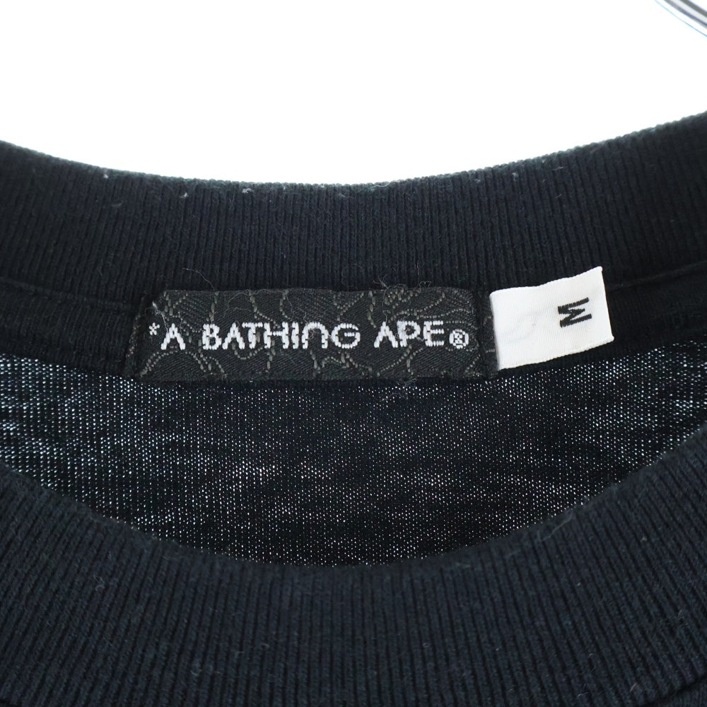 A BATHING APE(アベイシングエイプ) SHALL NEVER KILL スワロフスキーラインストーン フロントデザイン クルーネック半袖Tシャツ ショートスリーブカットソー ブラック