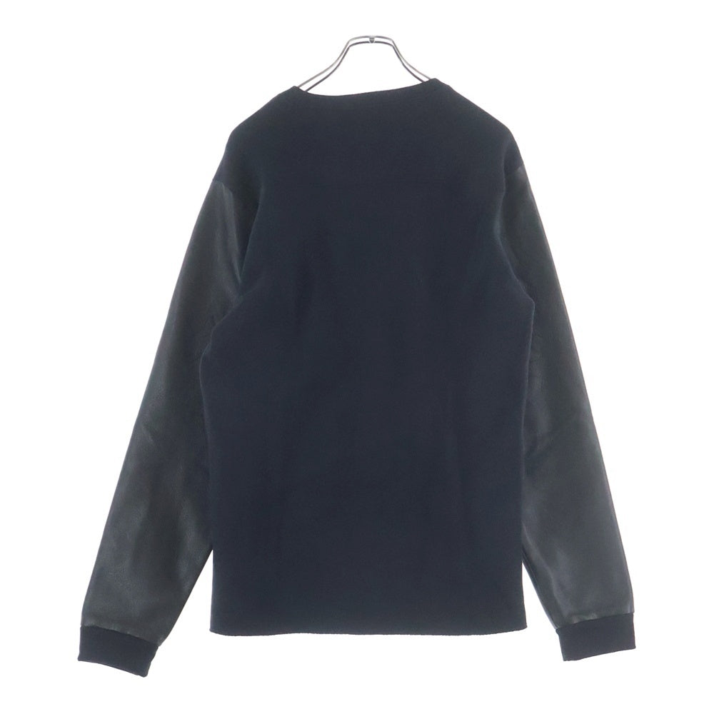 CHROME HEARTS(クロムハーツ) Y NOT Leather Cross Patch クロスパッチ付 レザー切り替え 長袖スウェット ブラック