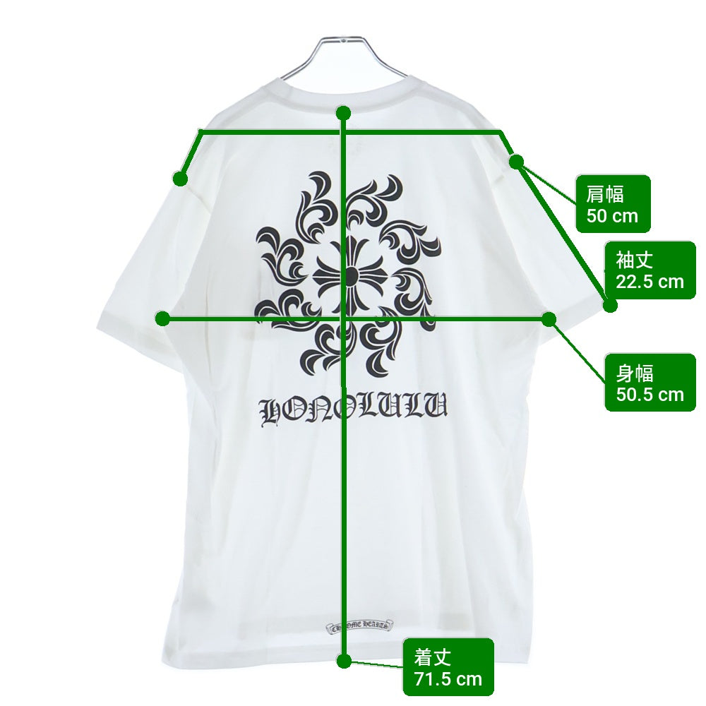 CHROME HEARTS(クロムハーツ) Honolulu CH PLS TEE ホノルル限定 CHプラスプリントTシャツ ロゴプリントクルーネック半袖Tシャツ ホワイト