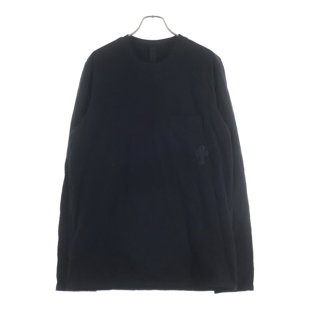 CHROME HEARTS(クロムハーツ) Y NOT 1 Cross Leather Patch Quilting Long Sleeve Tee クロスパッチ キルティング 長袖Tシャツ ブラック