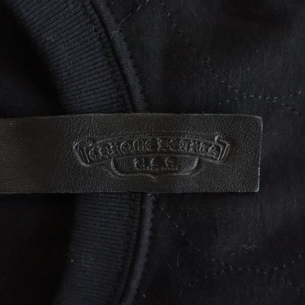 CHROME HEARTS(クロムハーツ) Y NOT 1 Cross Leather Patch Quilting Long Sleeve Tee クロスパッチ キルティング 長袖Tシャツ ブラック