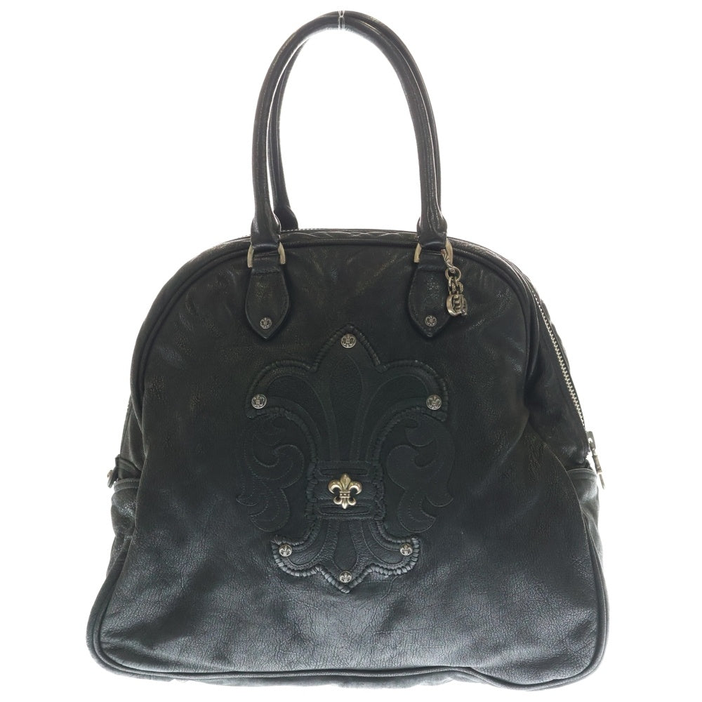 CHROME HEARTS(クロムハーツ) GYM MD ジムバッグ 現行型CHチャーム付き BSフレア装飾 ミディアムレザーハンドバッグ ブラック/シルバー
