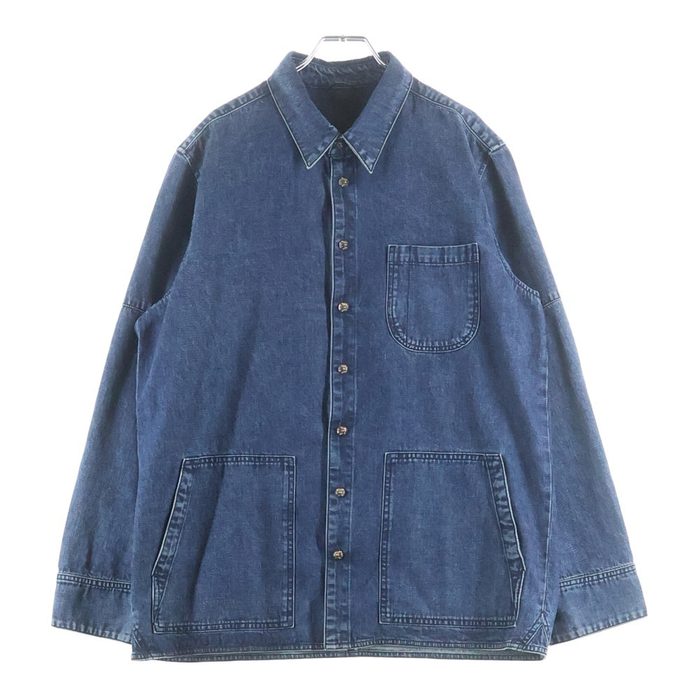 CHROME HEARTS(クロムハーツ) Y NOT Cross Ball Button LAST BITE Denim ワイノット クロスボールボタン ラストバイト デニムシャツ ロングシャツ クロスボールボタン装飾 ウォッシュド加工