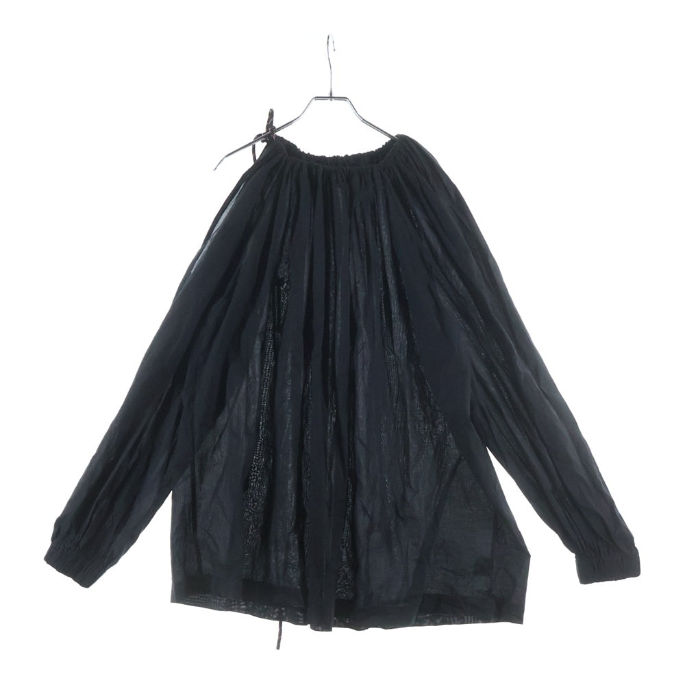 DRIES VAN NOTEN(ドリスヴァンノッテン) ネックドローコード コットン 長袖プルオーバーシャツ ブラック レディース
