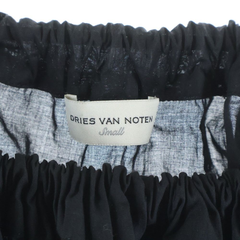 DRIES VAN NOTEN(ドリスヴァンノッテン) ネックドローコード コットン 長袖プルオーバーシャツ ブラック レディース