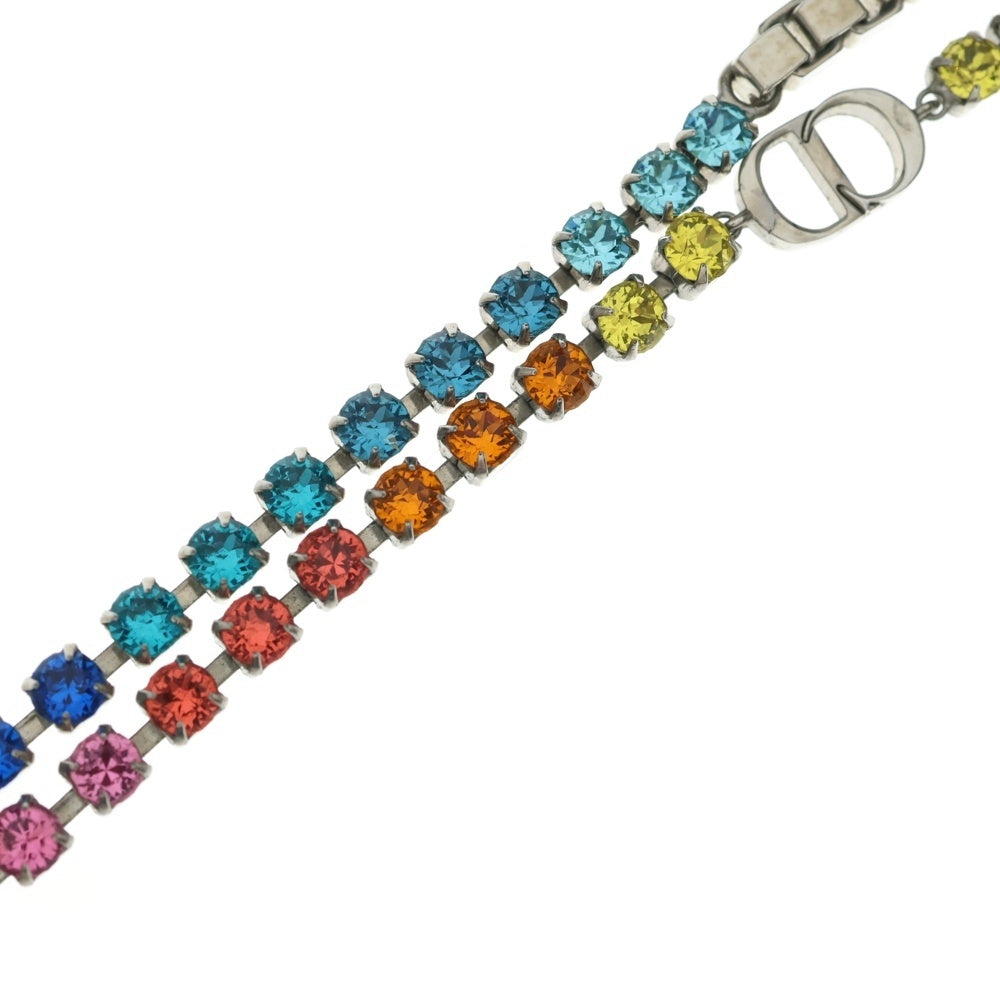 Christian Dior(クリスチャンディオール) カラーストーン ネックレス レインボー ラインストーン シルバー マルチカラー レディース