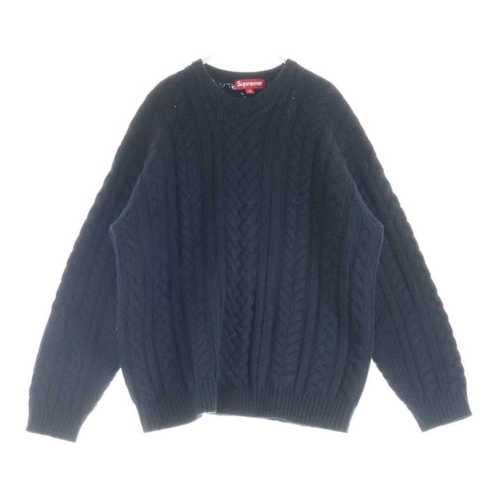 SUPREME(シュプリーム) 23AW Applique Cable Knit バックロゴ ケーブルニット セーター ブラック
