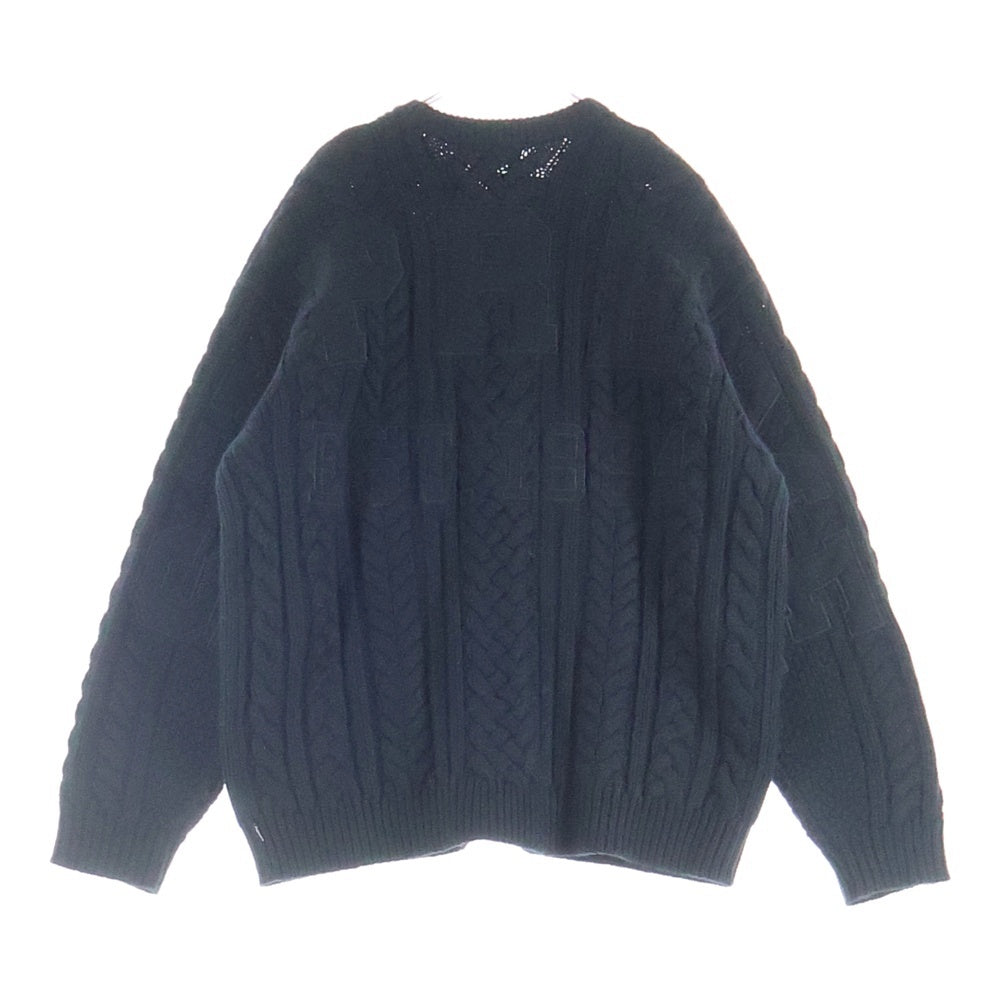 SUPREME(シュプリーム) 23AW Applique Cable Knit バックロゴ ケーブルニット セーター ブラック