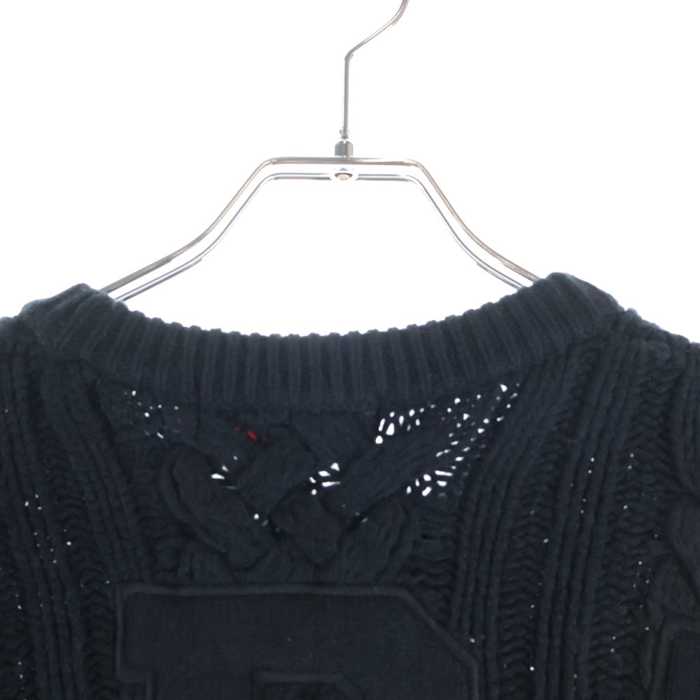 SUPREME(シュプリーム) 23AW Applique Cable Knit バックロゴ ケーブルニット セーター ブラック