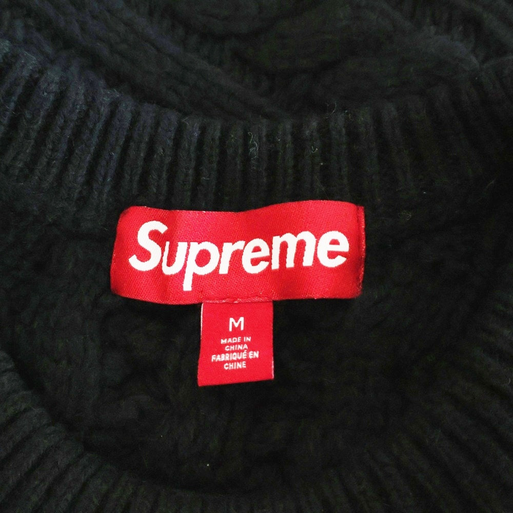 SUPREME(シュプリーム) 23AW Applique Cable Knit バックロゴ ケーブルニット セーター ブラック