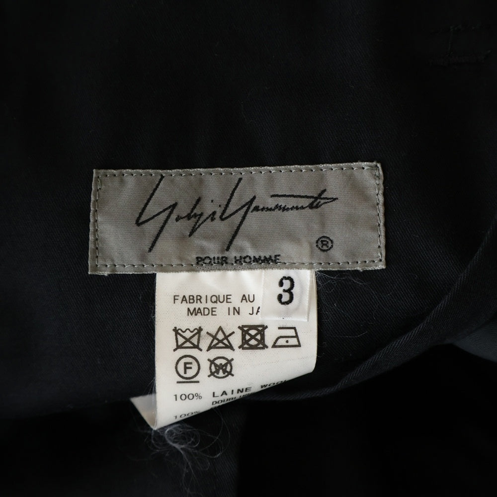 Yohji Yamamoto POUR HOMME(ヨウジヤマモト プールオム) ウールギャバ紐パンツ スラックスパンツ ブラック HV-P99-100