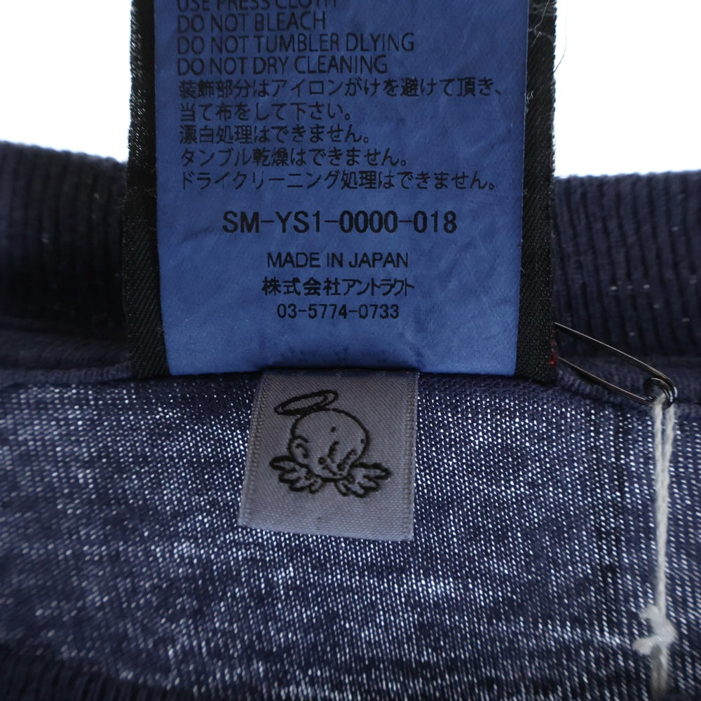 SAINT MICHAEL(セントマイケル) 24AW DEAD SAINT L/S TEE ヴィンテージ加工 プリント長袖Tシャツ ロングスリーブカットソー ネイビー SM-YS1-0000-018