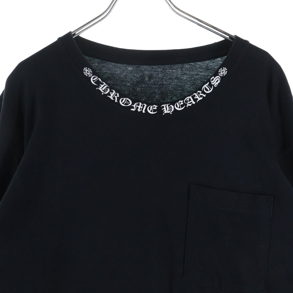 CHROME HEARTS(クロムハーツ) CH LS NECK LOGO ネックロゴプリント 袖ロゴ 長袖Tシャツ ロングスリーブカットソー ブラック レディース