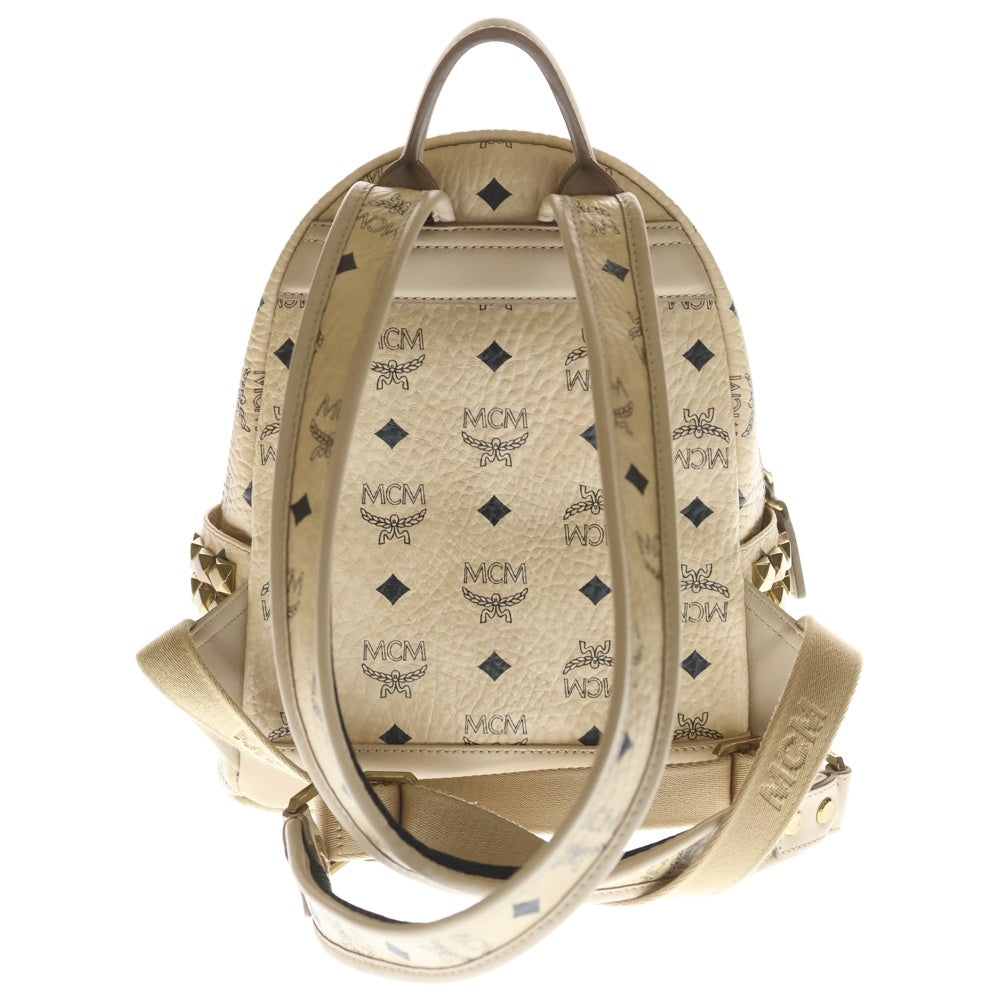 MCM(エム シー エム) ヴィセトス ロゴグラム スタッズ ミニリュック バックパック ベージュ レディース