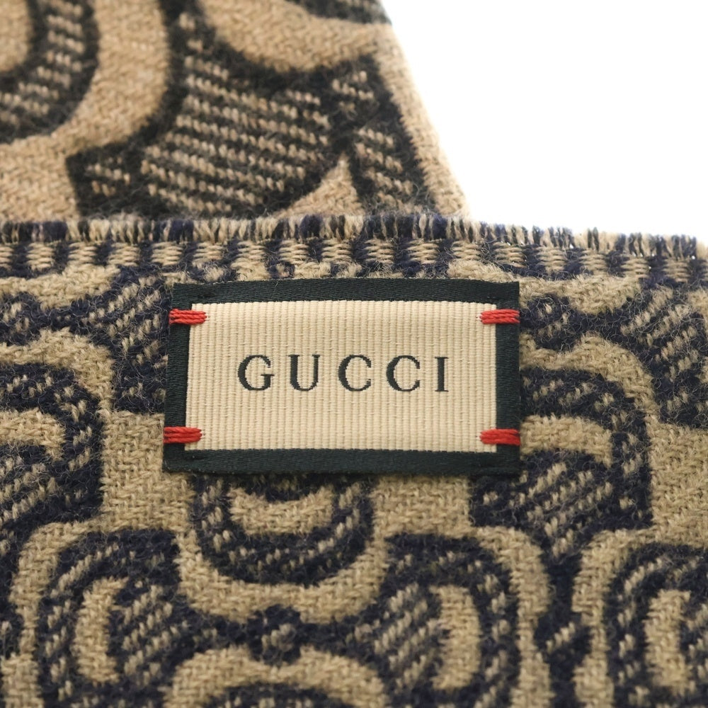 GUCCI(グッチ) ホースビット柄 フリンジマフラー ベージュ 713146 4G386 レディース