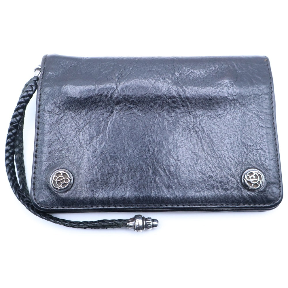 CHROME HEARTS(クロムハーツ) 2ZIP 2ジップ フローラルボタンレザーウォレット ブラック