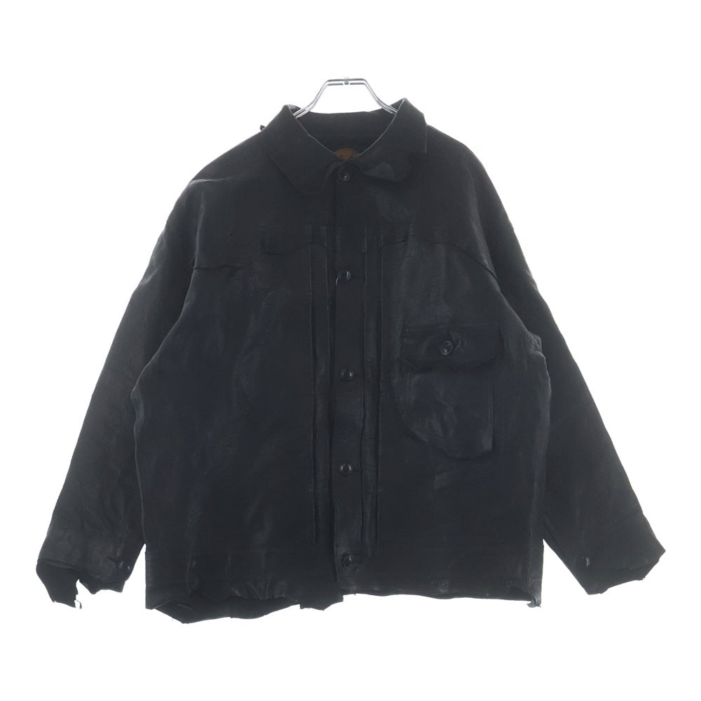 GOOD KARMA DEVELOPMENT(グッドカルマ ディベロップメント) LEATHER BLOUSE DAVE ダイブ エゾジカレザージャケット ブラウス ブラック