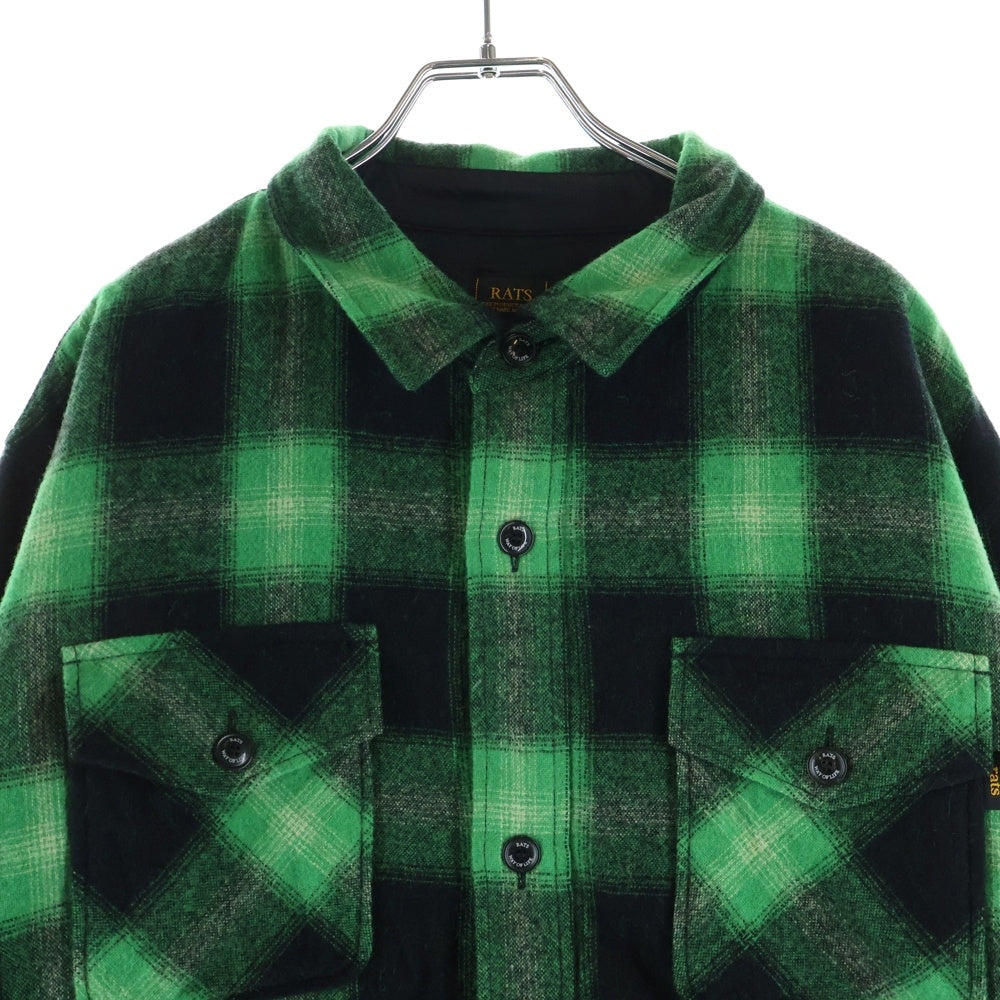 RATS(ラッツ) WOOL CHECK SHIRT JKT チェック ウール シャツジャケット グリーン/ブラック 25'RS-1104