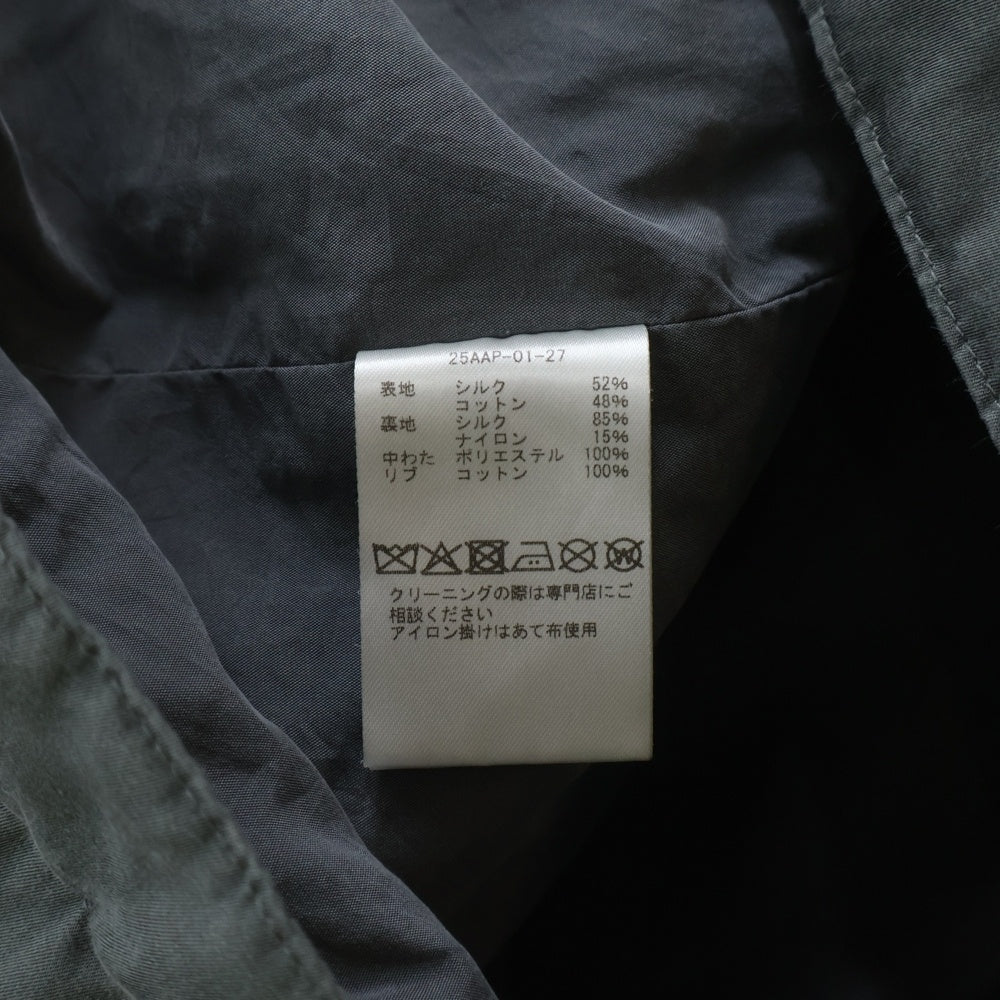 A.PRESSE(アプレッセ) Vintage Silk Bomber Jacket ヴィンテージ加工 シルク ボンバージャケット グレー 25AAP-01-27