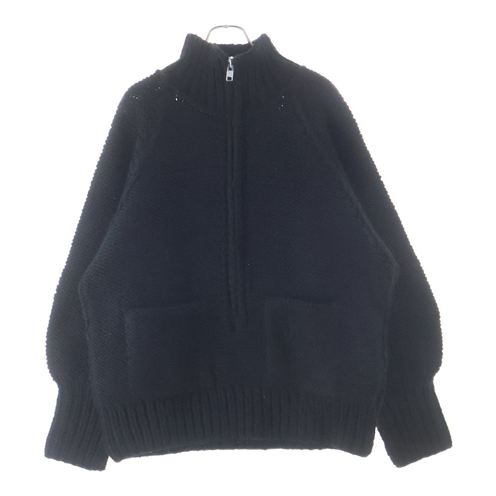 NO BRAND(ノーブランド) barbell object × KANATA bo-24a-kn01 バーベルオブジェクト×カナタ ハイネック ジップアップ ウールニット ジャケット ブラック