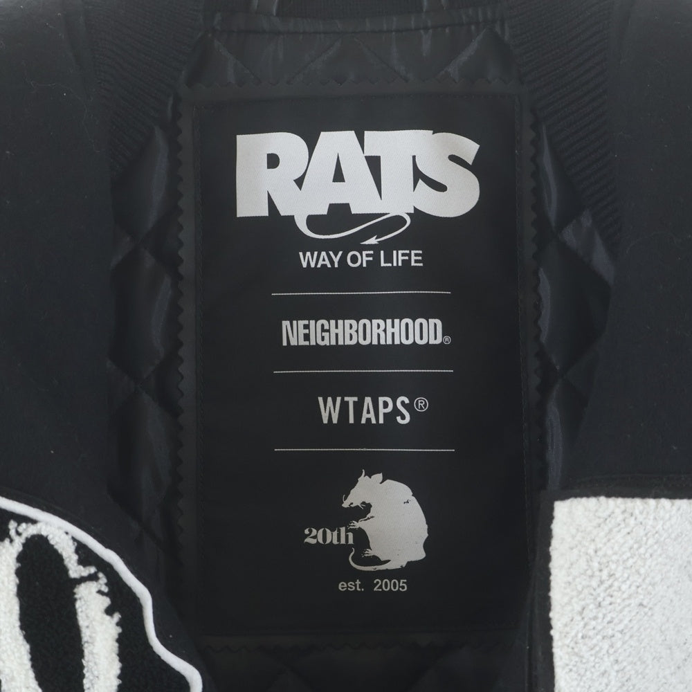 RATS(ラッツ) ×NEIGHBORHOOD×WTAPS 20th LEATHER X MELTON COMBINATION JACKET ネイバーフッド ダブルタップス トリプルコラボ 20周年 スタジアムジャケット25'SPJ-0102