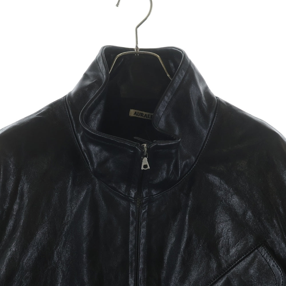 AURALEE(オーラリー) 25AW LAMB LEATHER ZIP BLOUSON A25AB01WX ラムレザー ブルゾンジャケット ブラック